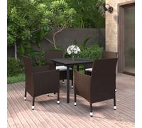 vidaXL Set da Pranzo da Giardino 5 pz con Cuscini Polyrattan e Vetro
