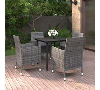 vidaXL Set da Pranzo da Giardino 5 pz con Cuscini Polyrattan e Vetro