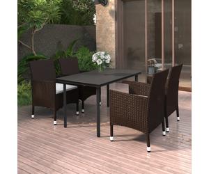 vidaXL Set da Pranzo da Giardino 5 pz con Cuscini Polyrattan e Vetro