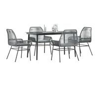 vidaXL Set da Pranzo da Giardino 5 pz con Cuscini Polyrattan Vetro