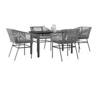 SET TAVOLO E SEDIE VIDAXL 5 pz con Cuscini Polyrattan Vetro - 3334627