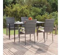 Set da Pranzo da Giardino 5 pz Grigio in Polyrattan
