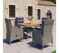 vidaXL Set da Pranzo da Giardino 5 pz in Polyrattan e Acacia Grigio