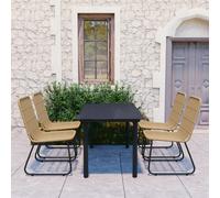 vidaXL Set da Pranzo da Giardino 5 pz in Polyrattan e Vetro