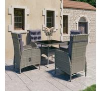 vidaXL Set da Pranzo da Giardino 5 pz in Polyrattan e Vetro Grigio