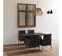 Set da Pranzo da Giardino 5 pz in Polyrattan Nero