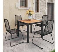 Set da Pranzo da Giardino 5 pz in Rattan PVC Nero e Marrone