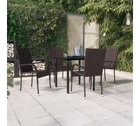 Set da Pranzo da Giardino 5 pz Marrone e Nero