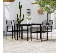 VidaXL Set da Pranzo da Giardino 5 pz Nero