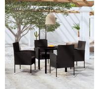 vidaXL Set da Pranzo da Giardino 5 pz Nero