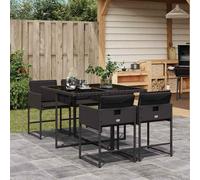 SET TAVOLO E SEDIE VIDAXL 5 pz Nero con Cuscini in Polyrattan - 3211255