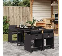 vidaXL Set da Pranzo da Giardino 5 pz Nero con Cuscini in Polyrattan