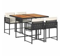 vidaXL Set da Pranzo da Giardino 5 pz Nero con Cuscini in Polyrattan