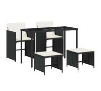 vidaXL Set da Pranzo da Giardino 5 pz Nero con Cuscini in Polyrattan