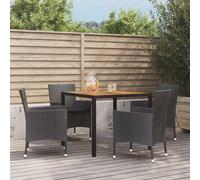 vidaXL Set da Pranzo da Giardino 5 pz Nero con Cuscini in Polyrattan