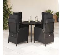 vidaXL Set da Pranzo da Giardino 5 pz Nero con Cuscini in Polyrattan