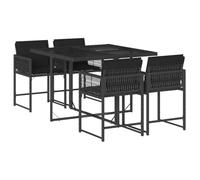 vidaXL Set da Pranzo da Giardino 5 pz Nero con Cuscini in Polyrattan