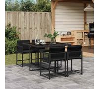 vidaXL Set da Pranzo da Giardino 5 pz in Polyrattan Nero con Cuscini