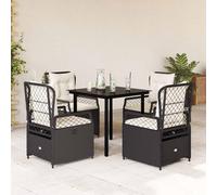 vidaXL Set da Pranzo da Giardino 5 pz Nero con Cuscini in Polyrattan