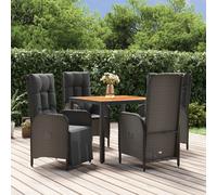 vidaXL Set da Pranzo da Giardino 5 pz Nero con Cuscini in Polyrattan