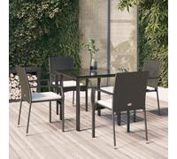 vidaXL Set da Pranzo da Giardino 5 pz Nero con Cuscini in Polyrattan