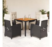 vidaXL Set da Pranzo da Giardino 5 pz Nero con Cuscini in Polyrattan