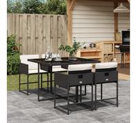 vidaXL Set da Pranzo da Giardino 5 pz Nero con Cuscini in Polyrattan