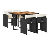 vidaXL Set da Pranzo da Giardino 5 pz Nero con Cuscini in Polyrattan