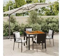 vidaXL Set da Pranzo da Giardino 5 pz Nero con Cuscini in Polyrattan