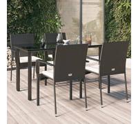vidaXL Set da Pranzo da Giardino 5 pz Nero con Cuscini in Polyrattan