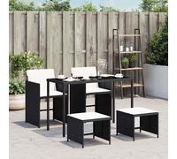 vidaXL Set da Pranzo da Giardino 5 pz Nero con Cuscini in Polyrattan