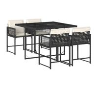 vidaXL Set da Pranzo da Giardino 5 pz Nero con Cuscini in Polyrattan