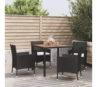vidaXL Set da Pranzo da Giardino 5 pz Nero con Cuscini in Polyrattan