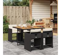 vidaXL Set da Pranzo da Giardino 5 pz Nero con Cuscini in Polyrattan