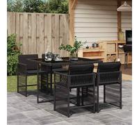 vidaXL Set da Pranzo da Giardino 5 pz Nero con Cuscini in Polyrattan