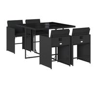 vidaXL Set da Pranzo da Giardino 5 pz Nero con Cuscini in Polyrattan