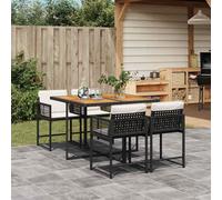 vidaXL Set da Pranzo da Giardino 5 pz Nero con Cuscini in Polyrattan