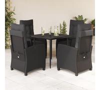 vidaXL Set da Pranzo da Giardino 5 pz Nero con Cuscini in Polyrattan