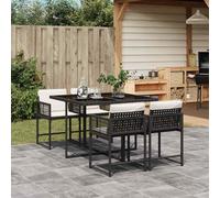 vidaXL Set da Pranzo da Giardino 5 pz Nero con Cuscini in Polyrattan