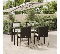 vidaXL Set da Pranzo da Giardino 5 pz Nero con Cuscini in Polyrattan