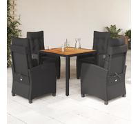 vidaXL Set da Pranzo da Giardino 5 pz Nero con Cuscini in Polyrattan