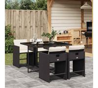 vidaXL Set da Pranzo da Giardino 5 pz Nero con Cuscini in Polyrattan