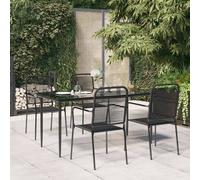 vidaXL Set da Pranzo da Giardino 5 pz Nero Corda di Cotone e Acciaio