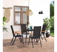 Set da Pranzo da Giardino 5 pz Nero e Marrone