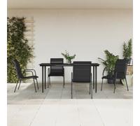 vidaXL Set da Pranzo da Giardino 5 pz Nero in Acciaio e Textilene