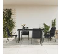 vidaXL Set da Pranzo da Giardino 5 pz Nero in Acciaio e Textilene