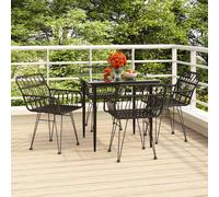 Set da Pranzo da Giardino 5 pz Nero in Polyrattan