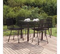 Set da Pranzo da Giardino 5 pz Nero in Polyrattan