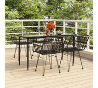 Set da Pranzo da Giardino 5 pz Nero in Polyrattan