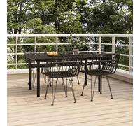 Set da Pranzo da Giardino 5 pz Nero in Polyrattan